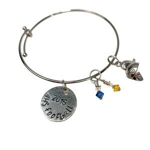 AHS Football Charm Bracelet - Silver/Blue/Yellow, Expands 2"- 3.5"
